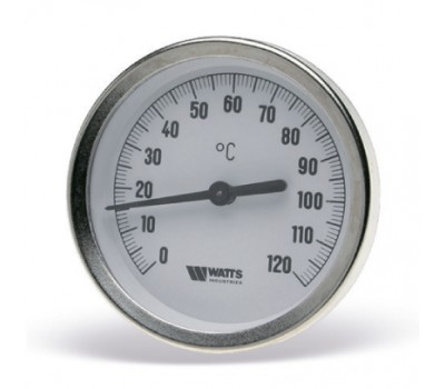 Термометр биметаллический Т100 осевой Дк100 1,0МПа L=75мм кл.т.2,5 с погружной гильзой G1/2" 120C (32) Watts 10006071(03.03.060)
