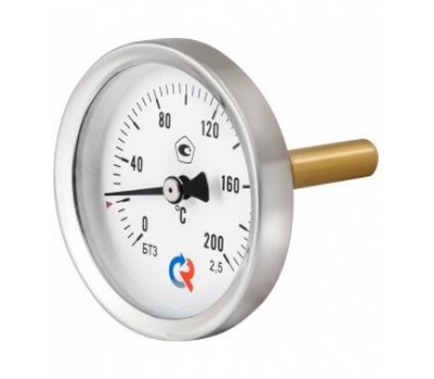 Термометр биметаллический БТ-51.211 осевой Дк100 L=64мм кл.1,5 с защит.гильзой G1/2 160C (60) Росма 00000002556